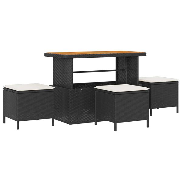 vidaXL Conjunto de sofá de jardín con cojín 9 pcs Negro Poliratán