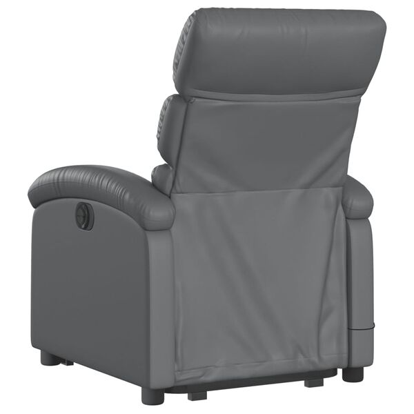 vidaXL Sillón reclinable de masaje de pie cuero artificial gris