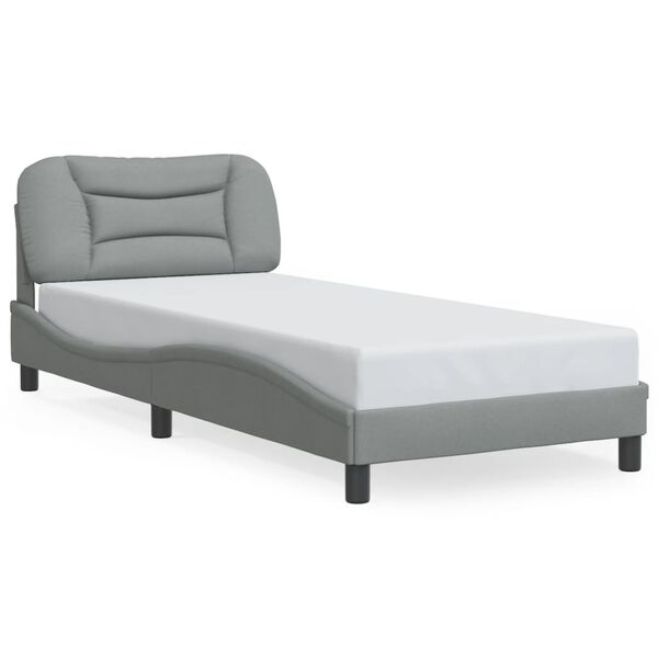 vidaXL Estructura de cama sin colch&oacute;n Hvar tela gris claro 90x190 cm