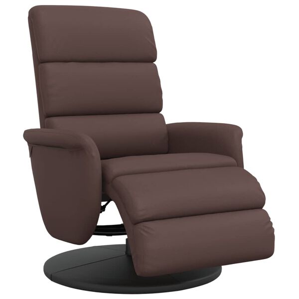 vidaXL Sill&oacute;n reclinable con reposapi&eacute;s cuero sint&eacute;tico marr&oacute;n