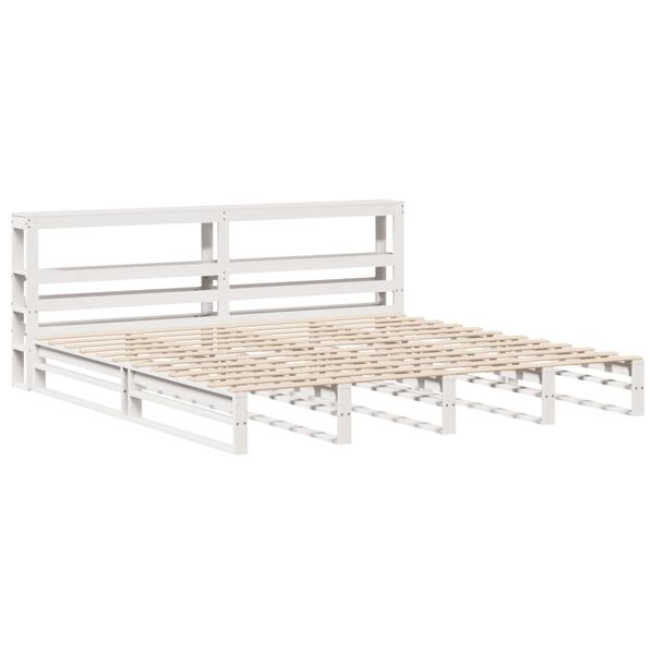 vidaXL Cama sin colch&oacute;n madera maciza de pino blanca 180x200 cm