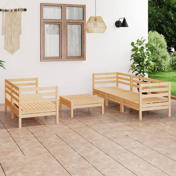 vidaXL Juego de muebles de jard&iacute;n 6 piezas madera maciza de pino