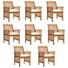 vidaXL Sillas de comedor de jard&iacute;n 8 piezas con cojines