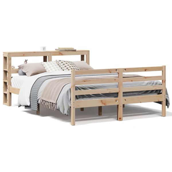 vidaXL Estructura de cama sin colch&oacute;n madera maciza de pino 140x190 cm