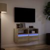 vidaXL Muebles de TV de pared luces LED 2 uds roble Sonoma 41x31x45 cm