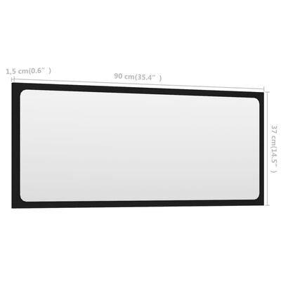 vidaXL Espejo de baño madera contrachapada negro 90x1,5x37 cm