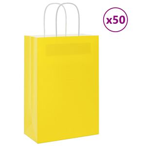 vidaXL Bolsas de papel con asas 50 uds amarillas 21x11x31 cm