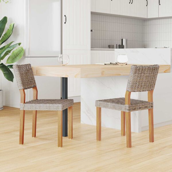 vidaXL Silla de comedor 2 pcs Gris Kubu 46 x 55 x 84 cm Rat&aacute;n Kubu