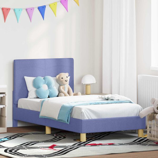 vidaXL Cama para niños con cabecero Azul jeans 80 x 160 cm tela