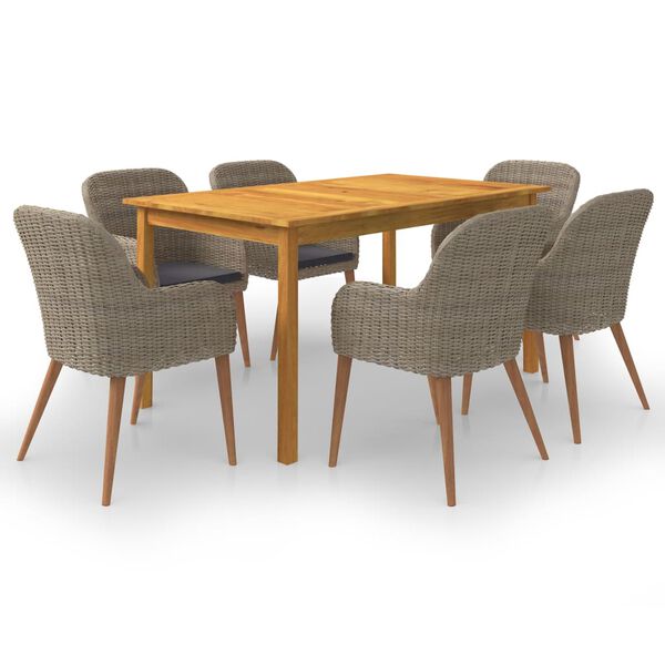 vidaXL Juego de comedor para jardín 7 piezas marrón