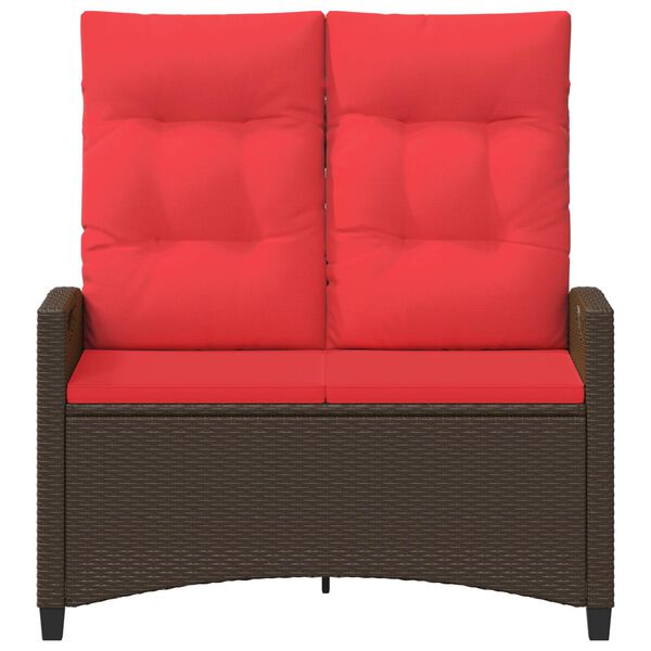 vidaXL Banco de jard&iacute;n con almohada Marr&oacute;n y Rojo 105 x 60 x 112 cm