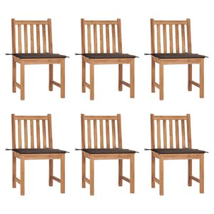 vidaXL Sillas de jard&iacute;n 6 unidades con cojines madera maciza de teca