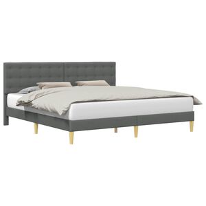vidaXL Estructura de cama con cabecera Gris oscuro 200 x 200 cm Tela