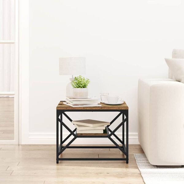vidaXL Mesa de Café Madera envejecida 51 x 50 x 40 cm