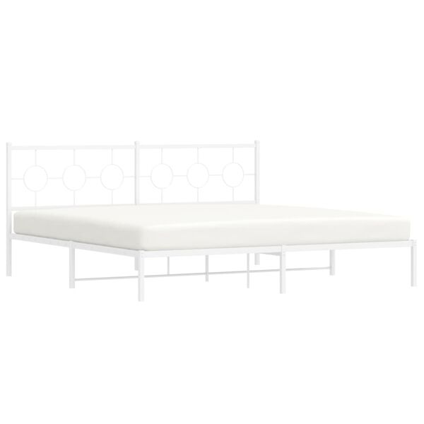 vidaXL Estructura cama sin colch&oacute;n con cabecero metal blanco 193x203cm