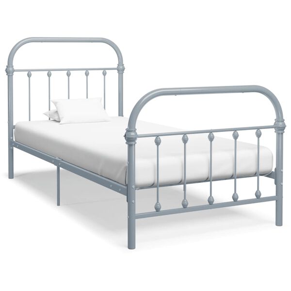 vidaXL Estructura de cama sin colch&oacute;n metal gris 100x200 cm