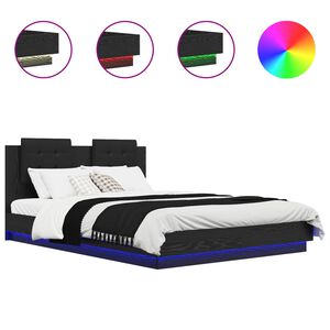 vidaXL Estructura de cama con cabecero Roble Negro 120 x 200 cm