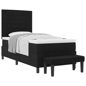 vidaXL Cama tipo Box Spring con cabecera Negro 90 x 190 cm tela