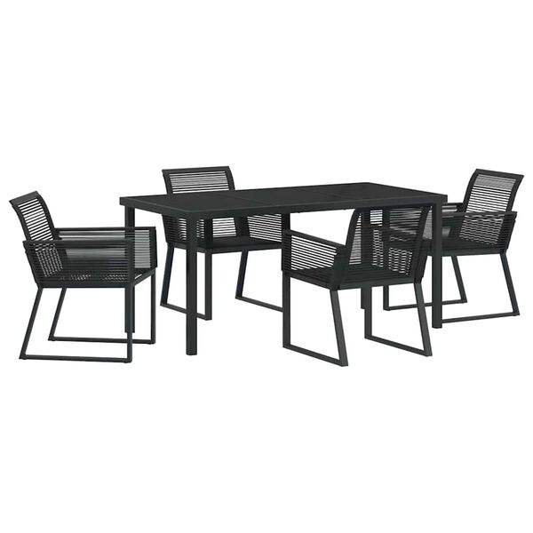 vidaXL Conjunto de Comedor de Jard&iacute;n 5 pcs Negro