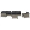 vidaXL Set de muebles de jard&iacute;n 7 pzas y cojines rat&aacute;n sint&eacute;tico gris
