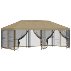 vidaXL Gazebo con paredes laterales 6 x 3 m Beige Poli&eacute;ster y Acero