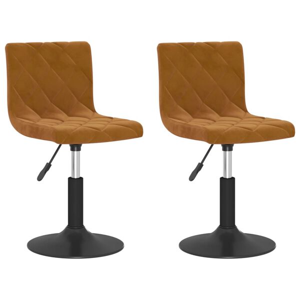 vidaXL Sillas de comedor giratorias 2 unidades terciopelo marr&oacute;n