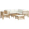 vidaXL Set de muebles de jardín 8 piezas bambú y cojines blanco crema