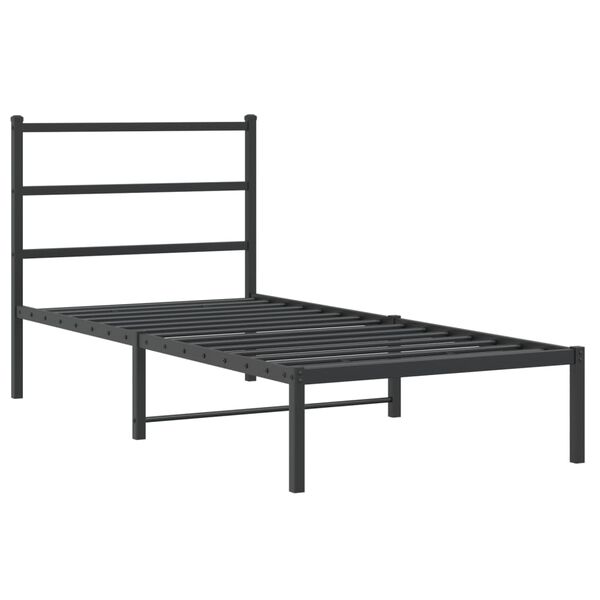 vidaXL Estructura cama sin colch&oacute;n con cabecero metal negro 90x200 cm