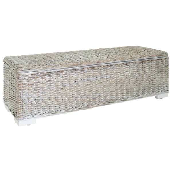 vidaXL Caja almacenaje madera caoba blanco y ratán Kubu natural 110 cm