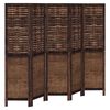 vidaXL Biombo separador de 5 paneles madera paulownia marr&oacute;n oscuro