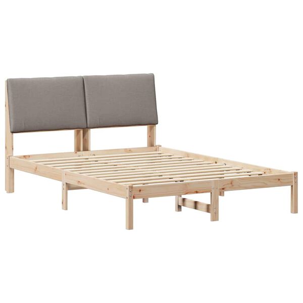 vidaXL Estructura de cama con cabecera Marr&oacute;n y taupe 160 x 200 cm
