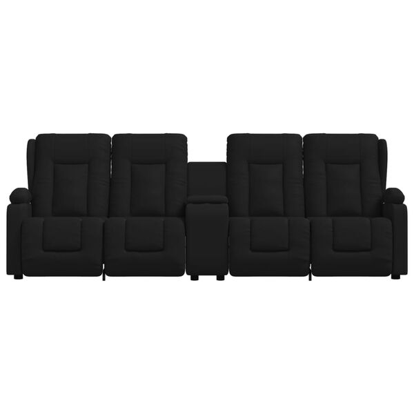 vidaXL Sillón reclinable masaje 4 plazas con portavasos cuero PE negro