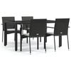 vidaXL Set de muebles jard&iacute;n 5 pzas con cojines rat&aacute;n sint&eacute;tico negro