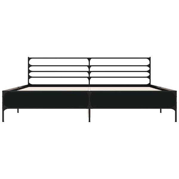 vidaXL Estructura de cama madera de ingenier&iacute;a y metal negro 200x200cm