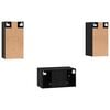 vidaXL Conjunto de mueble de TV 3 pcs Roble Negro Madera de ingenier&iacute;a