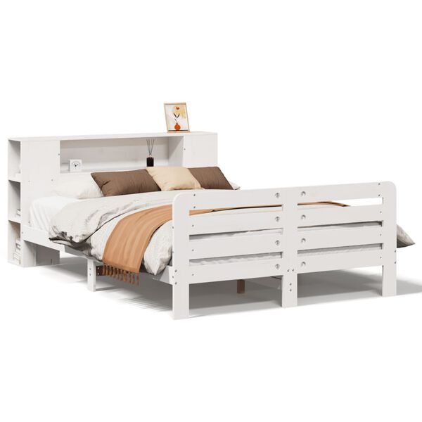 vidaXL Estructura de cama sin colch&oacute;n madera maciza blanca 120x190 cm