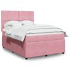 vidaXL Cama box spring con colch&oacute;n terciopelo rosa 140x190 cm