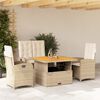 vidaXL Set de comedor jard&iacute;n con cojines 4 pzas rat&aacute;n sint&eacute;tico beige