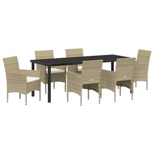 vidaXL Conjunto de Comedor de Jard&iacute;n 7 pcs Beige rat&aacute;n sint&eacute;tico