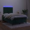 vidaXL Cama box spring colch&oacute;n y LED terciopelo verde oscuro 120x190cm