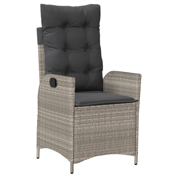 vidaXL Set comedor jard&iacute;n 7 pzas y cojines rat&aacute;n sint&eacute;tico gris claro