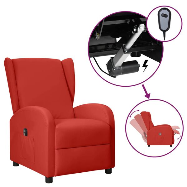 vidaXL Sill&oacute;n orejero el&eacute;ctrico reclinable cuero sint&eacute;tico rojo tinto