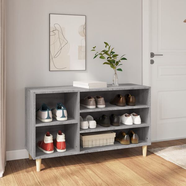 vidaXL Mueble zapatero madera contrachapada gris Sonoma 102x36x60 cm