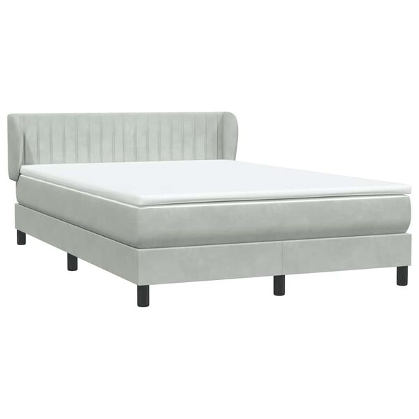 vidaXL Cama box spring con colch&oacute;n terciopelo gris claro 160x210 cm