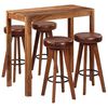 vidaXL Conjunto de bar 5 pzas madera maciza 115x56x107 cm