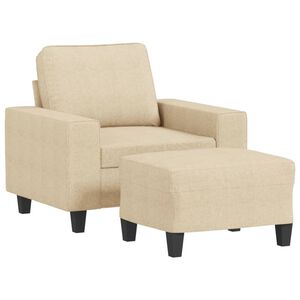 vidaXL Sill&oacute;n con taburete tela crema 60 cm