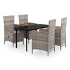 vidaXL Juego de comedor de jard&iacute;n 5 piezas con cojines gris