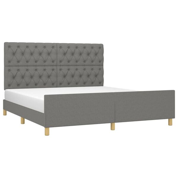 vidaXL Cama sin colch&oacute;n de tela gris oscuro 160x200 cm