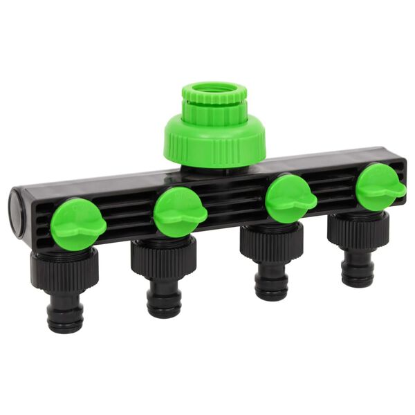 vidaXL Adaptador para grifo de 4 v&iacute;as ABS & PP verde negro 19,5x6x11cm