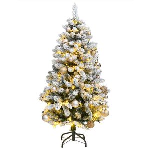 vidaXL &Aacute;rbol Navidad artificial con bisagras 150 LED y bolas 120 cm